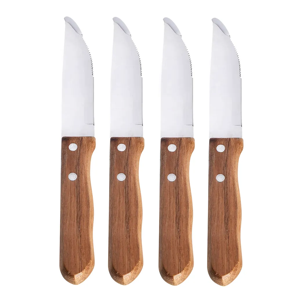 4-tlg. Jumbo Steak-Messer-Set - 12cm Klinge - Holzgriff